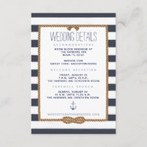 Navy &amp; White Nautical Knot Wedding Details Enclosure Card
