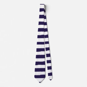 Navy White Nautical Simple Striped Neck Tie