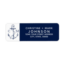 Navy + White Nautical Sketch Anchor Couple | Label