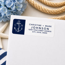 Navy + White Nautical Sketch Anchor Couple Label