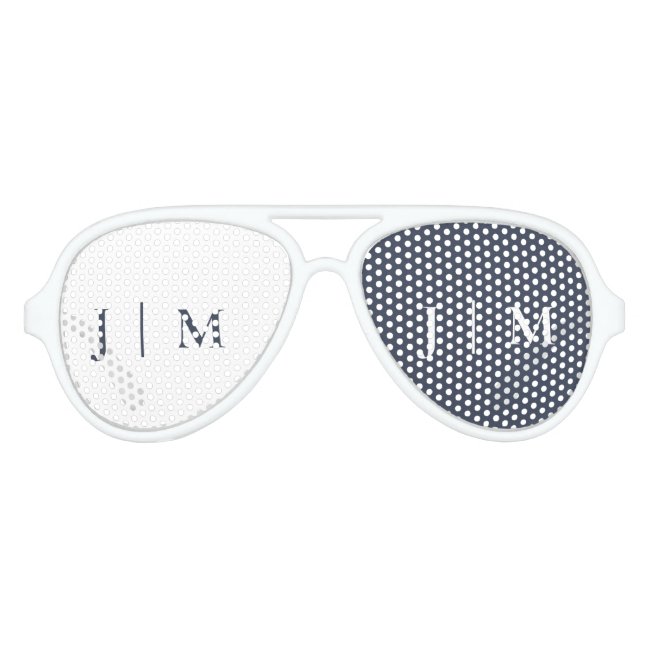 Navy White Party Formal Modern Classic Wedding Aviator Sunglasses