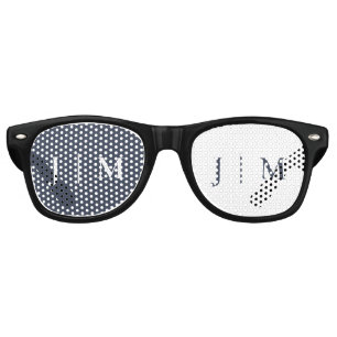 Navy White Party Formal Monogram Classic Wedding Retro Sunglasses