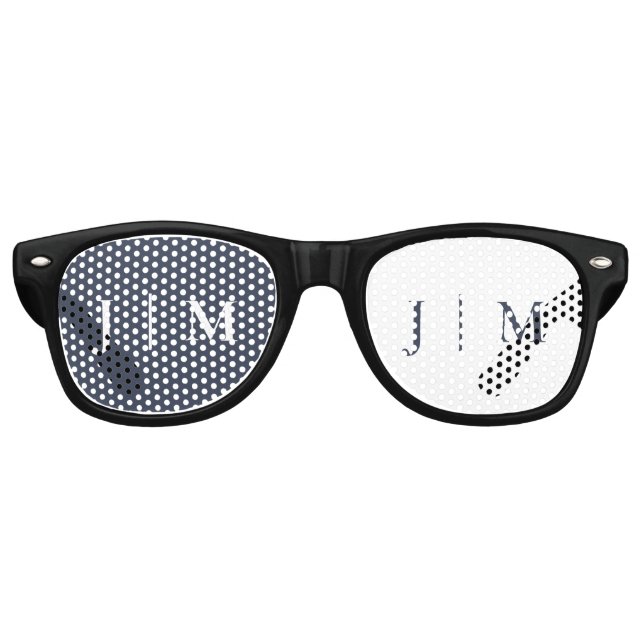 Navy White Party Formal Monogram Classic Wedding Retro Sunglasses (Front)