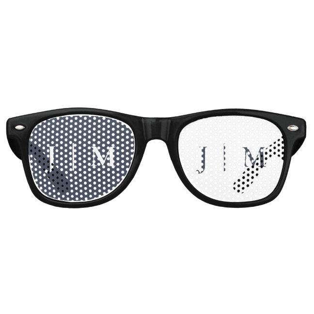 Navy White Party Formal Monogram Classic Wedding Retro Sunglasses