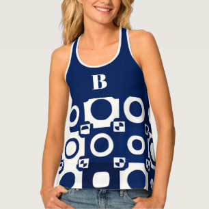 Navy White Pattern Women's Tank Top