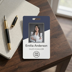 Navy White Photo Logo Professional Corporate Badge