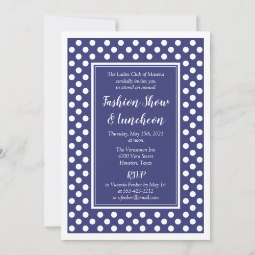 Navy White Polka Dot Corporate Business Party Invitation