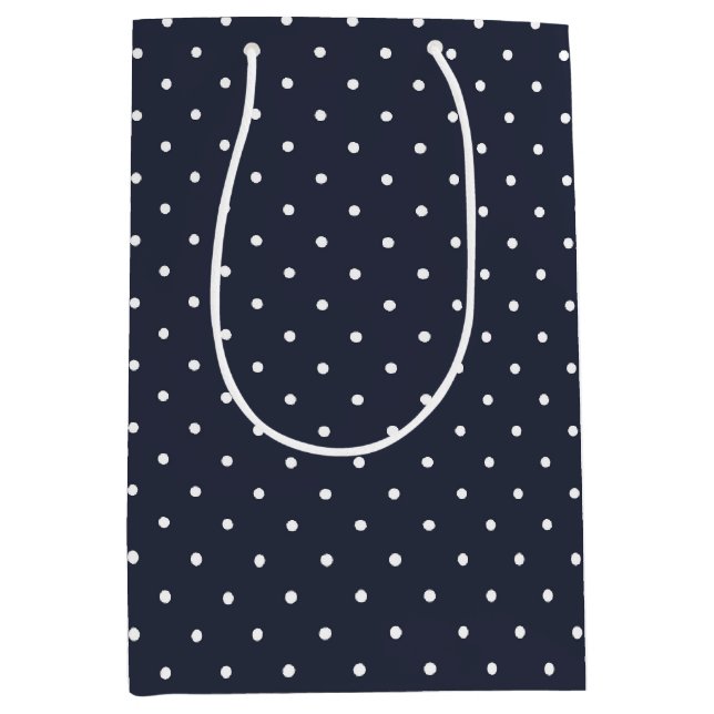Navy White Polka Dots Medium Gift Bag (Front)