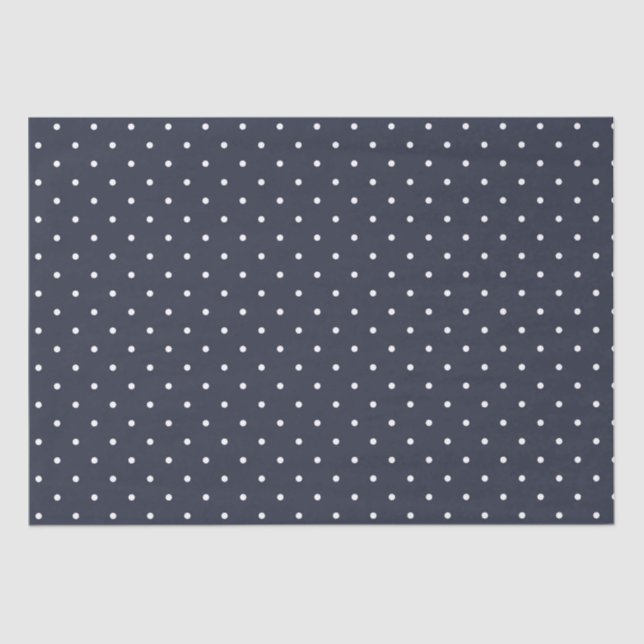 Navy White Polka Dots Tissue Paper (Front)