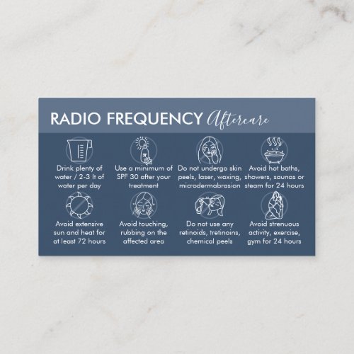 Navy White Radio Frequency Skin Aftercare Business Card