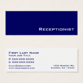 Navy white receptionist business cards (Front & Back)