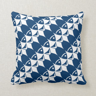 Navy & White School of Fish Throw Pillow