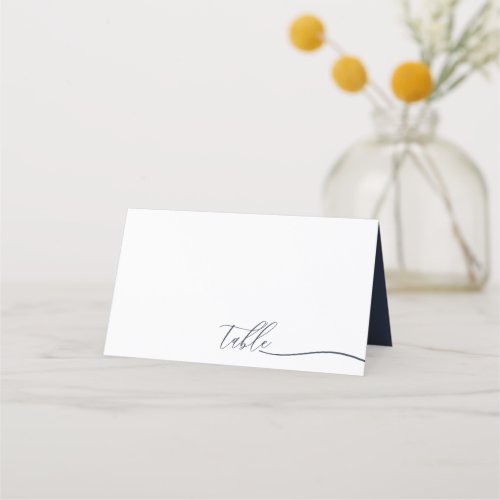 Navy White Script Font Seating Table Place Card
