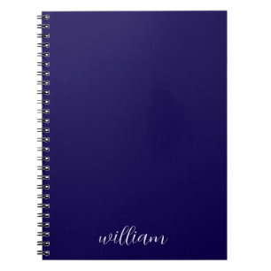 Navy White Script Girly Monogram Gift notebook