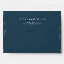 Navy White Serif Adriatic Wedding Return Address 