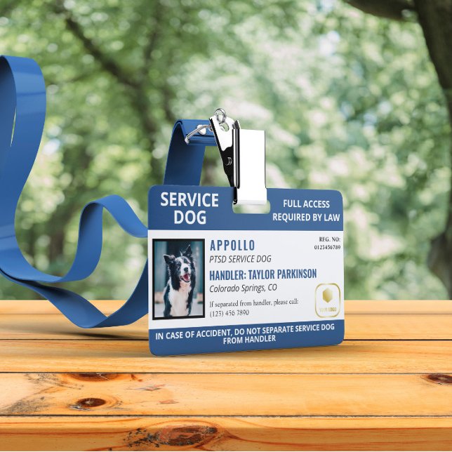 Navy White Service Dog Logo & Photo ID Badge (Creator Uploaded)