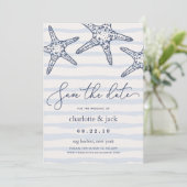 Navy & White Starfish Save the Date Card (Standing Front)