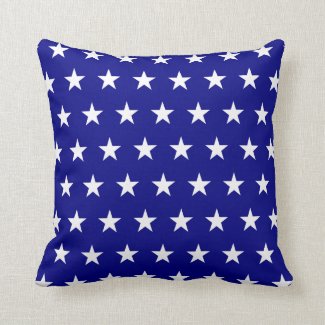 Navy White Stars Throw Pillow