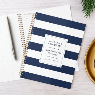 Navy & White Stripe Personalized Homeschool Planner