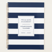 Navy & White Stripe Personalized Homeschool Planner