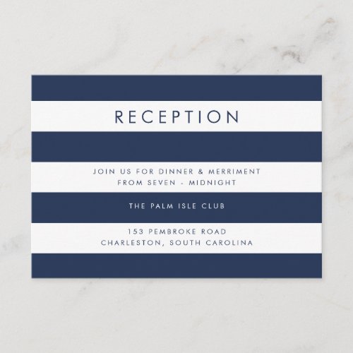 Navy  White Stripe Reception Card