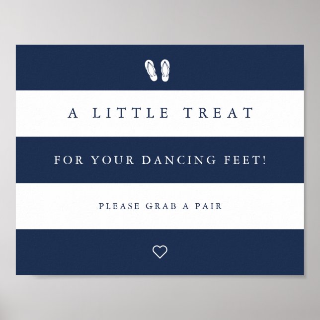 Navy & White Stripe Wedding Flip Flop Sign (Front)