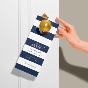 Navy & White Stripe Welcome/Do Not Disturb Door Hanger