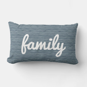 Navy & White Striped – Modern Minimalist Family Lumbar Pillow