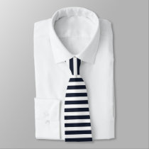 Navy White Stripes Pattern Classy Elegant Neck Tie
