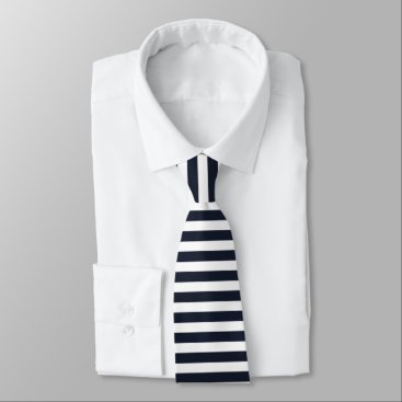 Navy White Stripes Pattern Classy Elegant Neck Tie