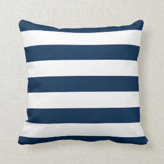 Navy & White Stripes Throw Pillow