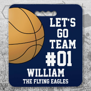 Navy White Team Colors Basketball Seat Cushion