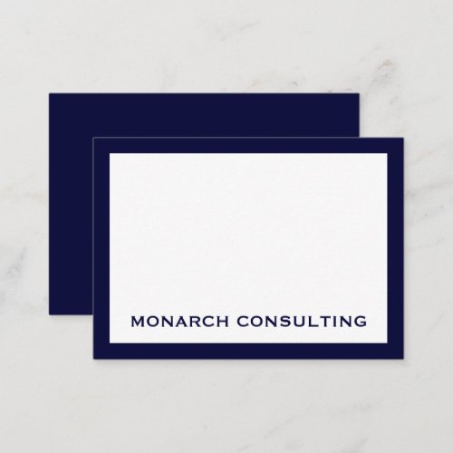 Navy White Typographic Business Name Note Card