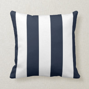 Navy & White Vertical Striped Decorative Throw Pillow