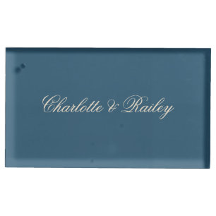 Navy White Wedding Place Card Holder