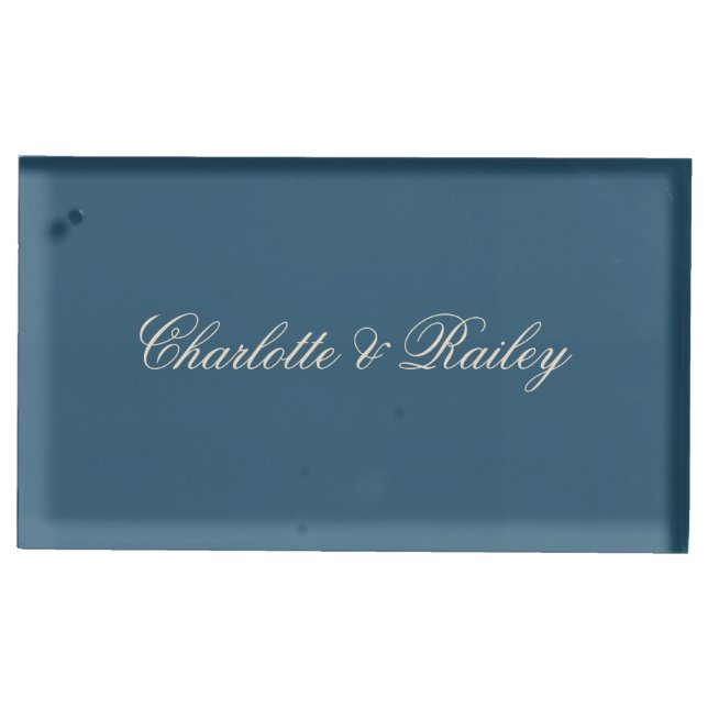 Navy White Wedding Place Card Holder (Front)
