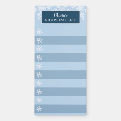 Navy White Winter Snowflake Checklist Magnetic Notepad