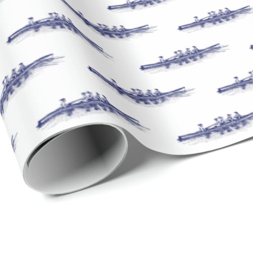 Navy White Women Rowing Rowers Crew Team Sports Wrapping Paper