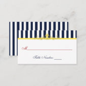 Navy, White, Yellow, Red Striped Place Card (Front/Back)
