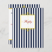Navy, White, Yellow, Red Striped RSVP Card II (Front/Back)