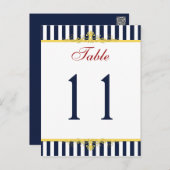 Navy, White, Yellow, Red Striped Table Number (Front/Back)