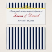 Navy, White, Yellow, Red Striped Wedding Favor Tag (Front & Back)
