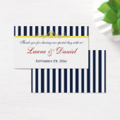 Navy, White, Yellow, Red Striped Wedding Favor Tag (Desk)