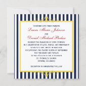 Navy, White, Yellow, Red Stripes & Scrolls Invite (Back)