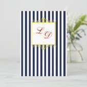 Navy White Yellow Red Stripes & Scrolls Invite II (Standing Front)
