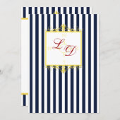 Navy White Yellow Red Stripes & Scrolls Invite II (Front/Back)