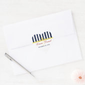 Navy White Yellow Stripes Scroll Wedding Sticker (Envelope)