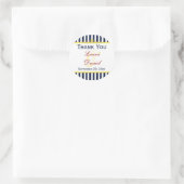 Navy White Yellow Stripes Scroll Wedding Sticker (Bag)