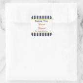 Navy White Yellow Stripes Scroll Wedding Sticker (Bag)
