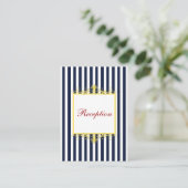 Navy White Yellow Stripes Scrolls Enclosure Card (Standing Front)